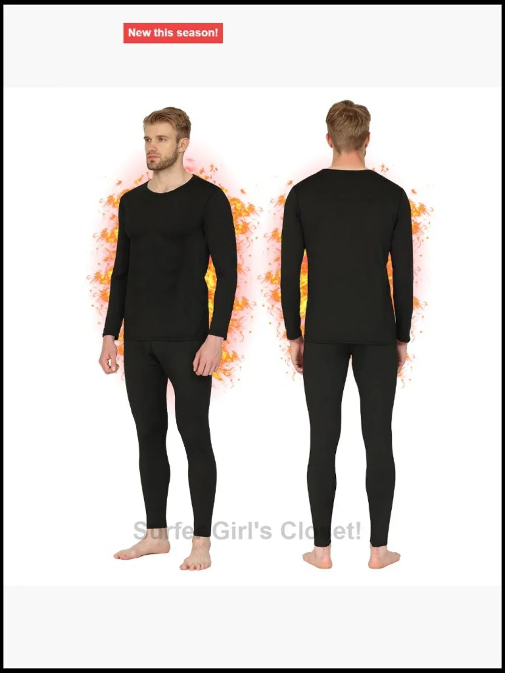 Thermal Underwear Long Johns Fleece Lined Base Layer Set Skiing Winter Warm